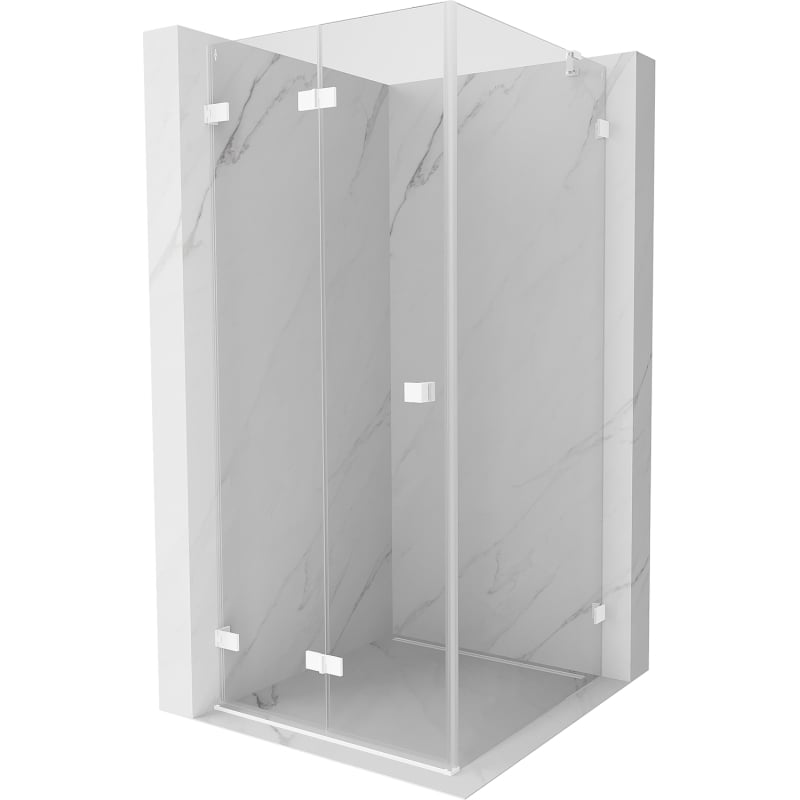 Mexen Lunar-F Faltduschkabine links 100 x 100 cm, transparent, weiß - 836-100-100-20-00-L