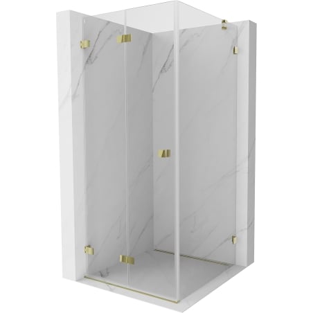 Mexen Lunar-F faltbare Duschkabine links 90 x 90 cm, transparent, gold - 836-090-090-50-00-L