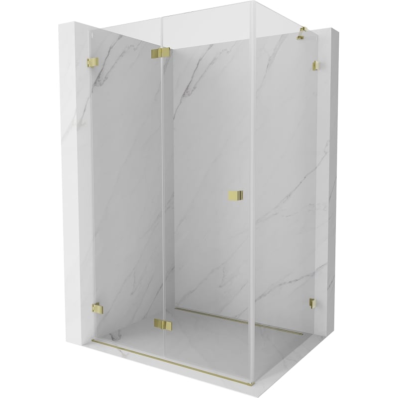 Mexen Lunar-F faltbare Duschkabine links 100 x 90 cm, transparent, gold - 836-100-090-50-00-L