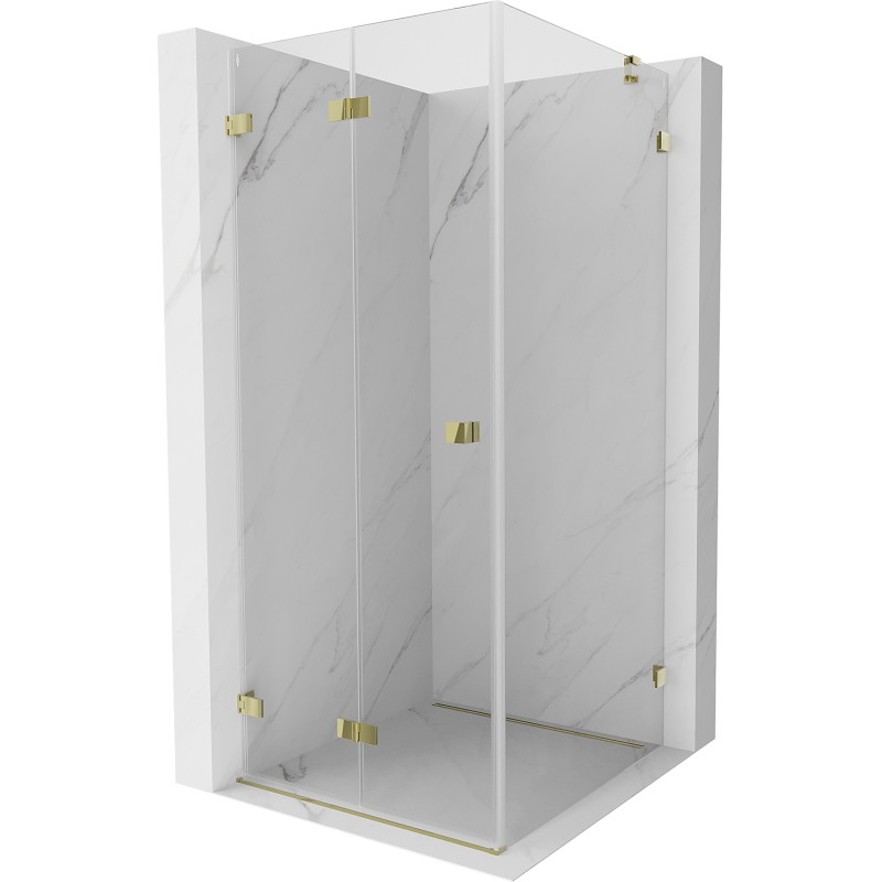 Mexen Lunar-F Falt-Duschkabine links 100 x 100 cm, transparent, gold - 836-100100-50-00-L