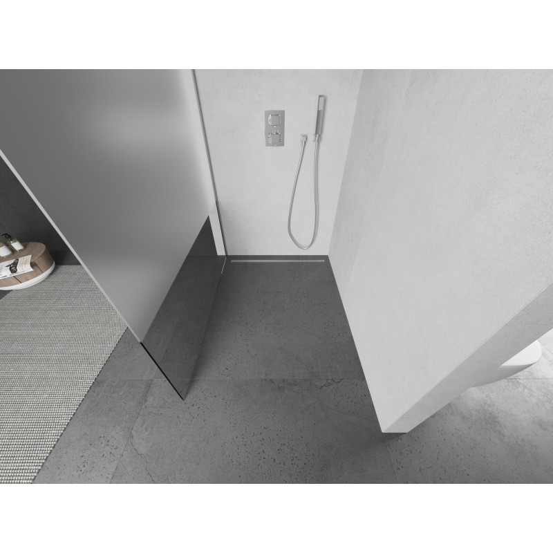 Mexen Kioto Duschwand Walk-in 100 x 200 cm, transparent/matt 8 mm, Chrom - 800-100-101-01-35