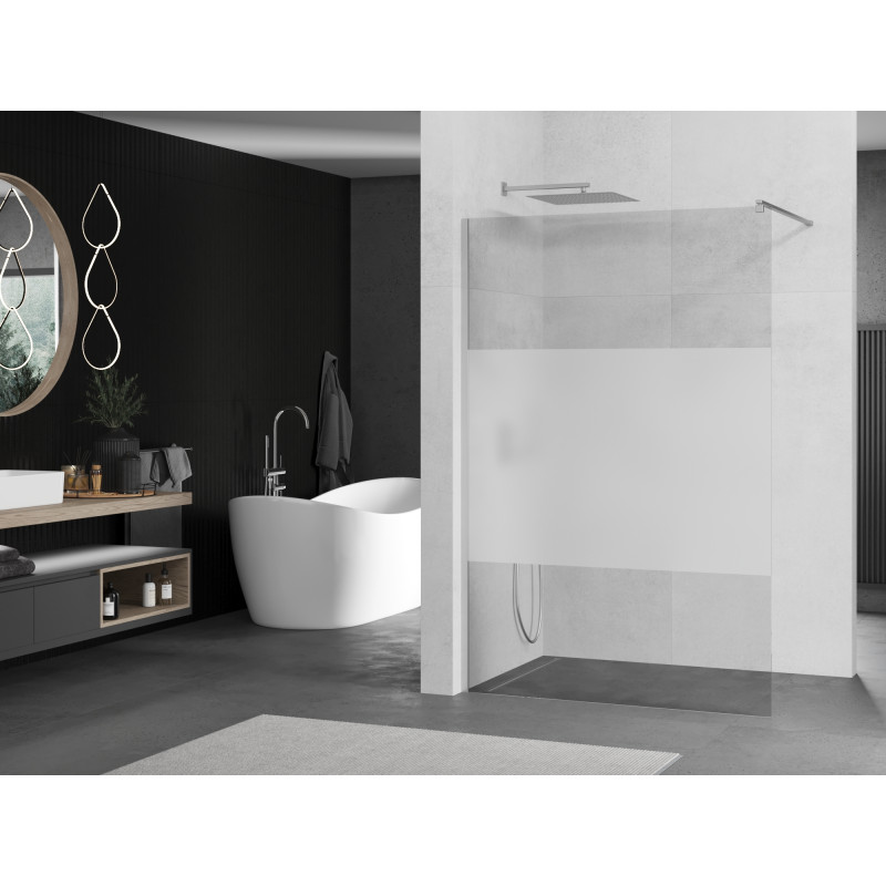 Mexen Kioto Duschwand Walk-in 110 x 200 cm, transparent/satiniert 8 mm, Chrom - 800-110-101-01-35