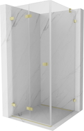 Mexen Lunar-F Faltbare Duschkabine links 80 x 80 cm, transparent, gebürstetes Gold - 836-080-080-55-00-L