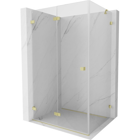 Mexen Lunar-F Faltduschwand links 100 x 80 cm, transparent, gebürstet gold - 836-100-080-55-00-L