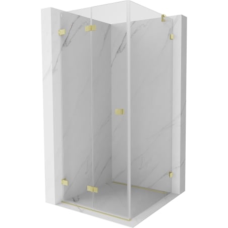 Mexen Lunar-F Duschkabine faltbar links 90 x 90 cm, transparent, gebürstet gold - 836-090-090-55-00-L