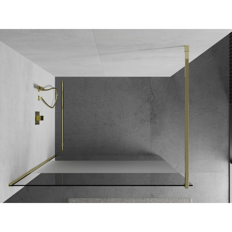 Mexen Kioto Duschabtrennung Walk-in 100 x 200 cm, transparent/satiniert 8 mm, gold - 800-100-101-50-35