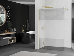 Mexen Kioto Duschabtrennung Walk-in 100 x 200 cm, transparent/satiniert 8 mm, gold - 800-100-101-50-35
