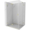 Mexen Lunar-F klappbare Duschkabine links 100 x 90 cm, transparent, gebürstetes Gold - 836-100-090-55-00-L