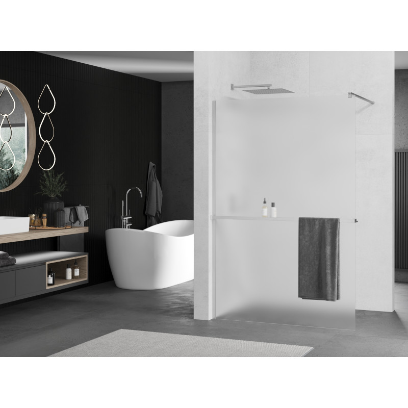 Mexen Kioto+ Duschwand mit Regal Walk-in 80 x 200 cm, Milchglas, Chrom - 800-080-121-01-30