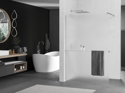 Mexen Kioto+ Duschwand mit Regal Walk-in 80 x 200 cm, Milchglas, Chrom - 800-080-121-01-30