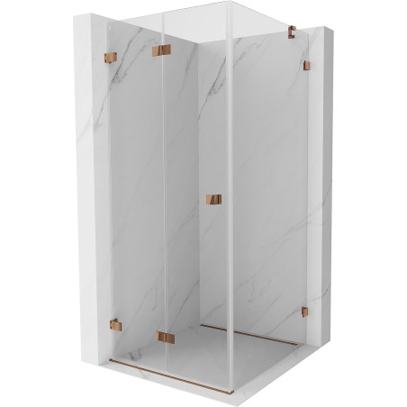 Mexen Lunar-F faltbare Duschkabine links 90 x 90 cm, transparent, Roségold- 836-090-090-60-00-L