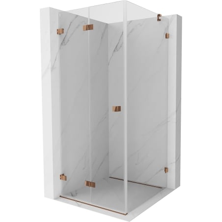 Mexen Lunar-F faltbare Duschkabine links 100 x 100 cm, transparent, Roségold- 836-100-100-60-00-L