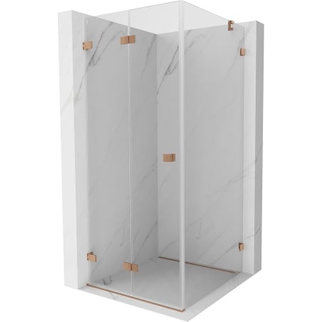 Mexen Lunar-F Faltbare Duschkabine links 90 x 90 cm, transparent, gebürstetes Kupfer- 836-090-090-65-00-L