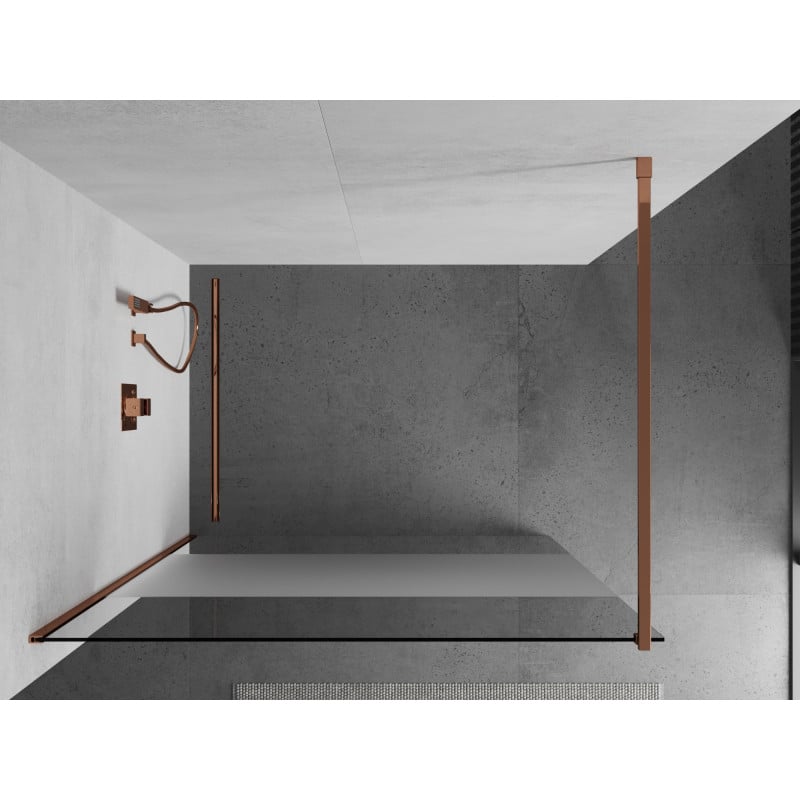 Mexen Kioto Walk-In-Duschwand 120 x 200 cm, transparent/gefroren 8 mm, Roségold - 800-120-101-60-35