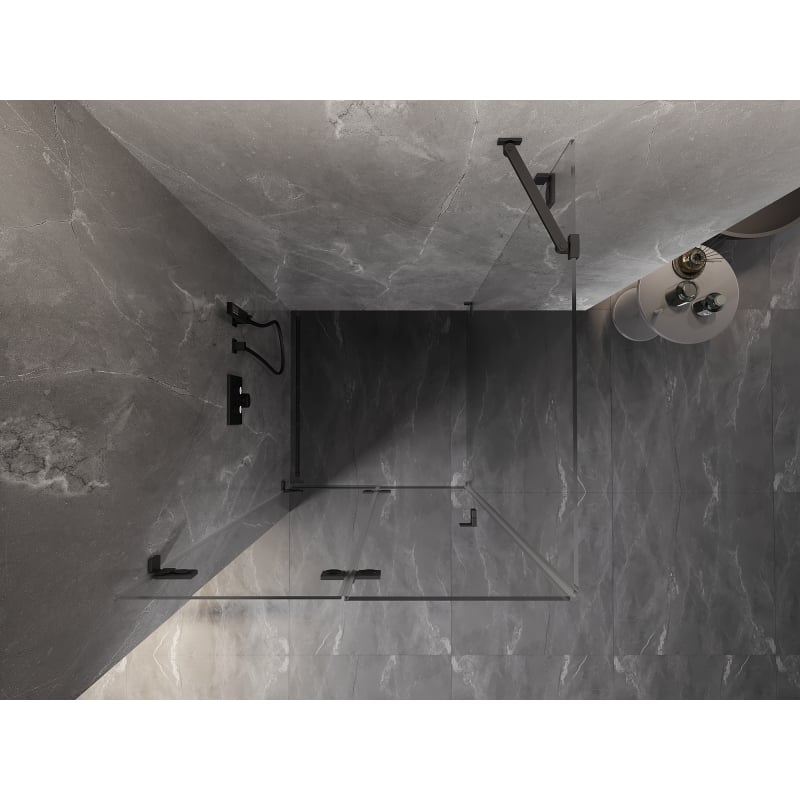 Mexen Lunar-F Duschkabine faltbar links 100 x 100 cm, transparent, gun gray gebürstet - 836-100-100-66-00-L
