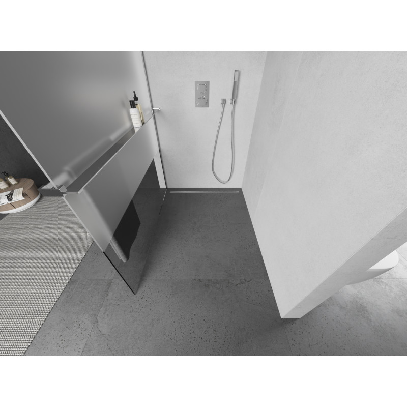 Mexen Kioto+ Duschwand mit Ablage Walk-in 80 x 200 cm, transparent/matt, Chrom - 800-080-121-01-35