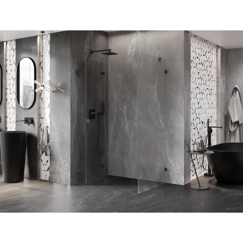 Mexen Lunar-F faltbare Duschkabine links 100 x 80 cm, transparent, Gun Metal - 836-100-080-95-00-L