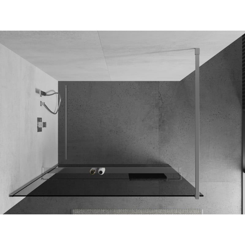 Mexen Kioto+ Duschwand mit Walk-in-Regal 90 x 200 cm, Graphit, Chrom - 800-090-121-01-40