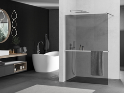 Mexen Kioto+ Duschwand mit Ablage Walk-in 110 x 200 cm, Graphit, Chrom - 800-110-121-01-40