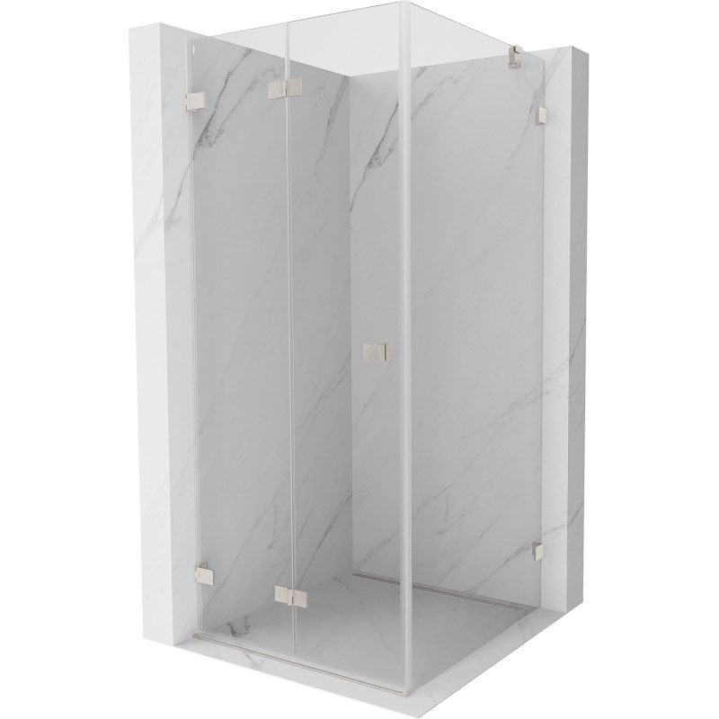 Mexen Lunar-F faltbare Duschkabine links 80 x 80 cm, transparent, gebürsteter Nickel - 836-080-080-97-00-L