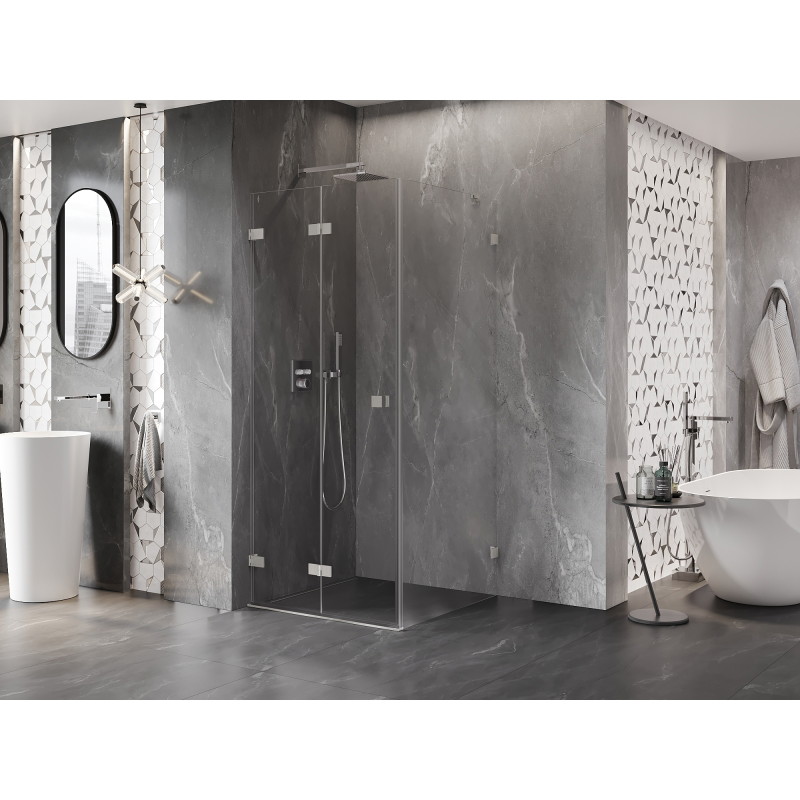 Mexen Lunar-F faltbare Duschkabine links 95 x 80 cm, transparent, gebürsteter Nickel - 836-095-080-97-00-L