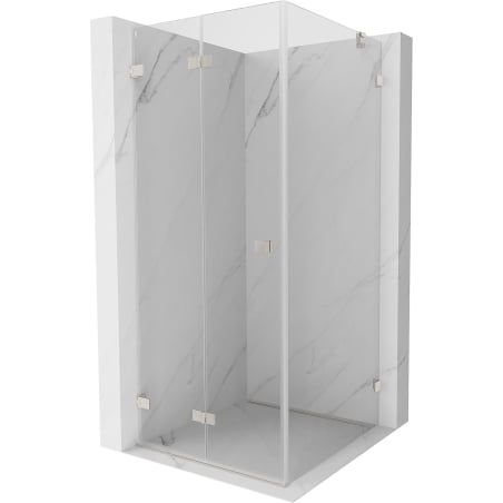 Mexen Lunar-F faltbare Duschkabine links 90 x 90 cm, transparent, gebürsteter Nickel - 836-090-090-97-00-L