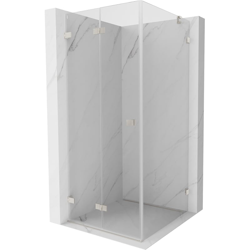 Mexen Lunar-F faltbare Duschkabine links 100 x 90 cm, transparent, gebürsteter Nickel - 836-100-090-97-00-L