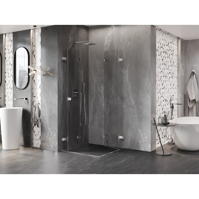 Mexen Lunar-F Duo faltbare Duschkabine 95 x 95 cm, transparent, Chrom - 836-095L-095P-01-00