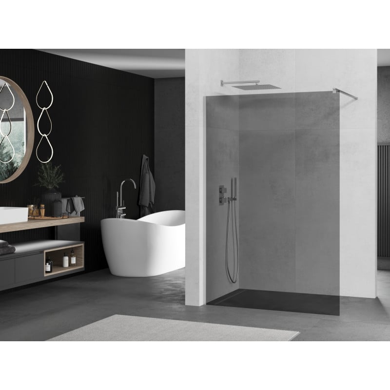 Mexen Kioto Duschwand Walk-in 80 x 200 cm, graphit 8 mm, Chrom - 800-080-101-01-40