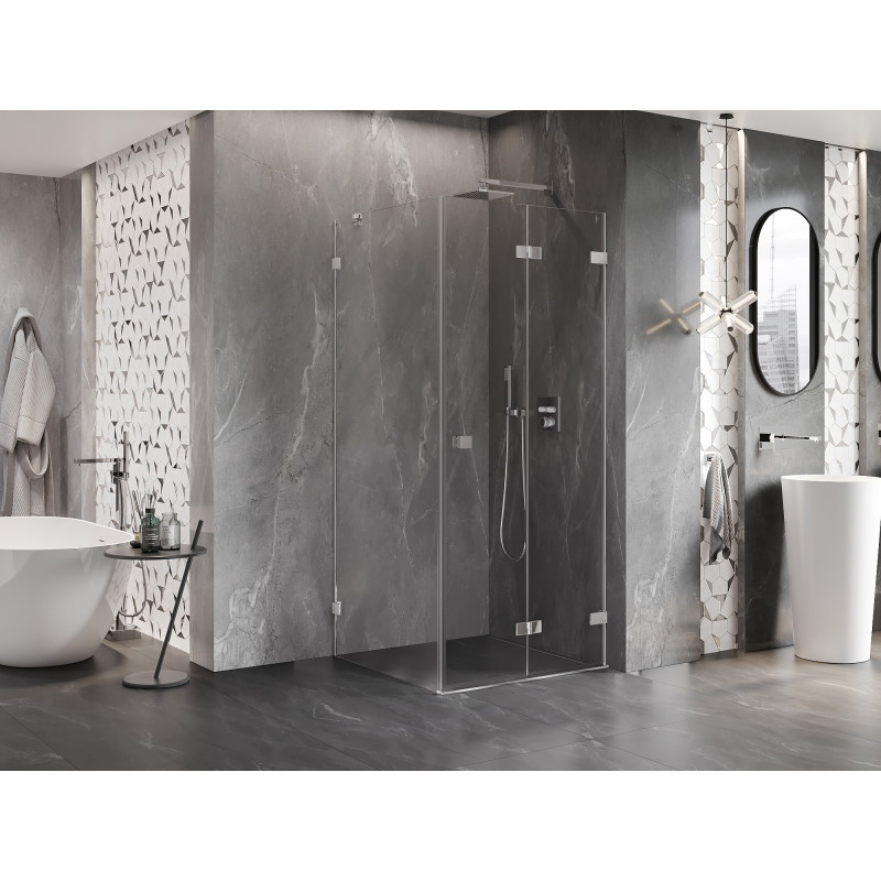 Mexen Lunar-F faltbare Duschkabine rechts 80 x 80 cm, transparent, Chrom - 836-080-080-01-00-P