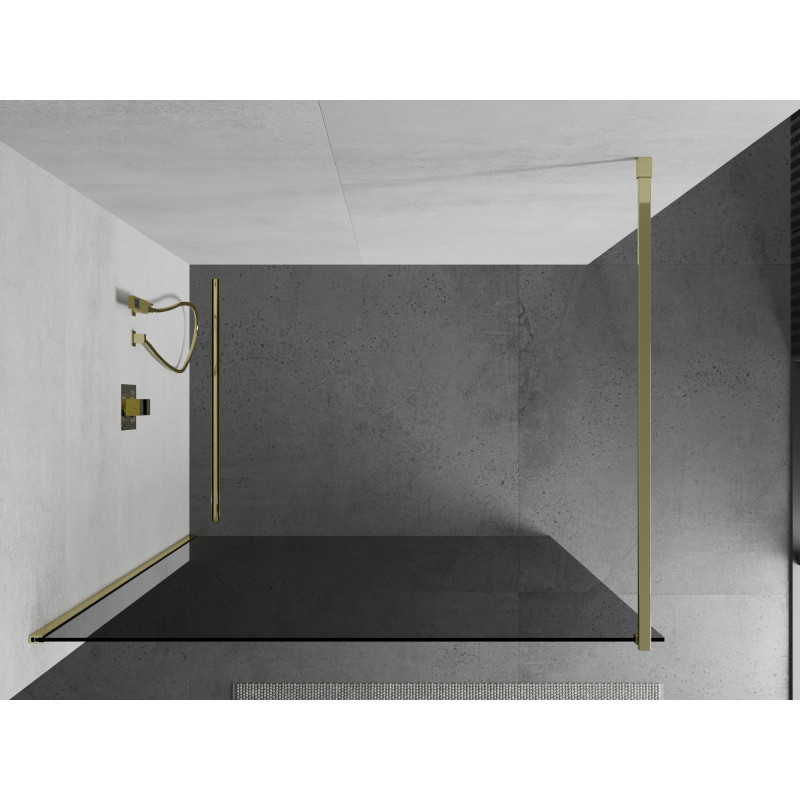 Mexen Kioto Duschwand Walk-in 90 x 200 cm, graphit 8 mm, gold - 800-090-101-50-40