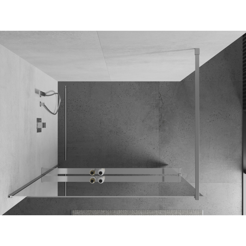 Mexen Kioto+ Duschwand mit Ablage Walk-in 110 x 200 cm, Spiegel, Chrom - 800-110-121-01-50
