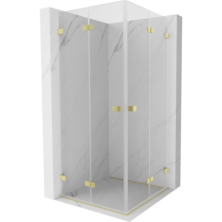 Mexen Lunar-F Duo Faltbare Duschkabine 95 x 95 cm, transparent, gebürstetes Gold - 836-095L-095P-55-00