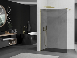Mexen Kioto Duschwand Walk-in 110 x 200 cm, graphit 8 mm, gold - 800-110-101-50-40