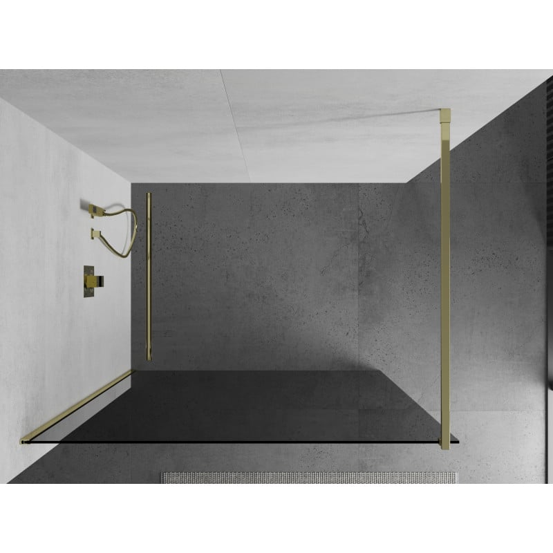 Mexen Kioto Duschwand Walk-in 120 x 200 cm, graphit 8 mm, gold - 800-120-101-50-40