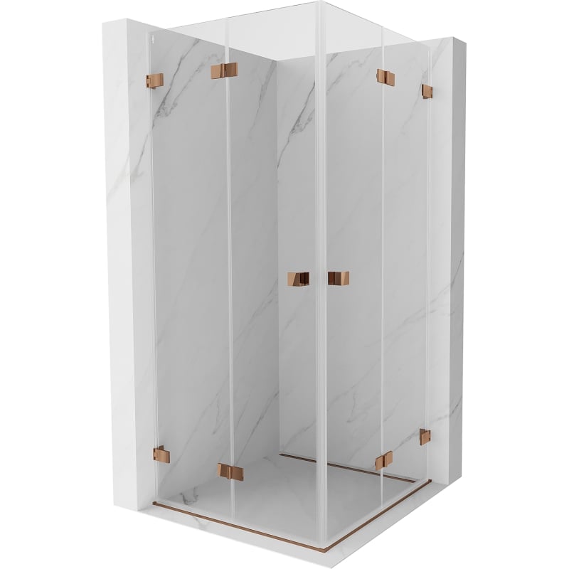 Mexen Lunar-F Duo faltbare Duschkabine 95 x 95 cm, transparent, Roségold - 836-095L-095P-60-00