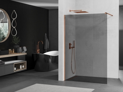 Mexen Kioto Duschwand Walk-in 110 x 200 cm, Graphit 8 mm, Roségold - 800-110-101-60-40