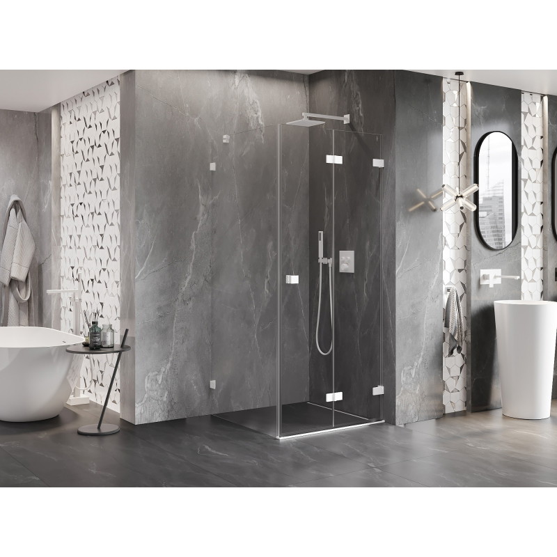 Mexen Lunar-F faltbare Duschkabine rechts 90 x 90 cm, transparent, weiß - 836-090-090-20-00-P