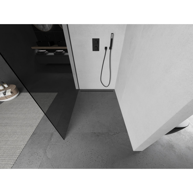 Mexen Kioto Duschwand Walk-in 110 x 200 cm, Graphit 8 mm, Schwarz - 800-110-101-70-40
