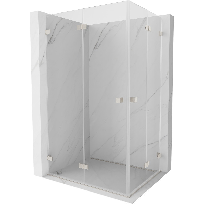 Mexen Lunar-F Duo Faltbare Duschkabine 95 x 75 cm, transparent, gebürsteter Nickel - 836-095L-075P-97-00