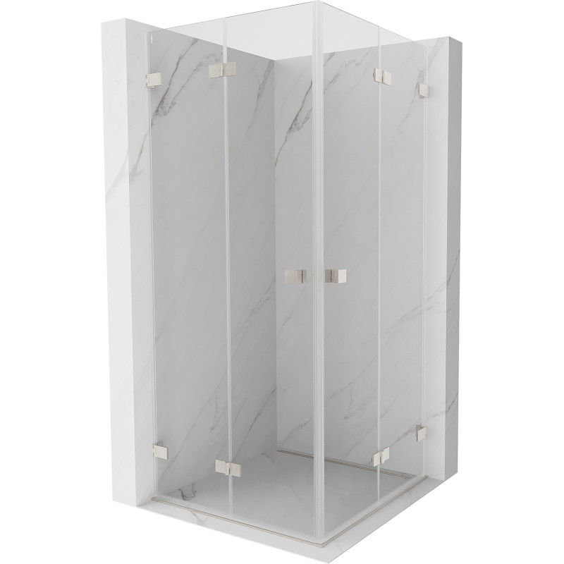 Mexen Lunar-F Duo faltbare Duschkabine 95 x 95 cm, transparent, gebürsteter Nickel - 836-095L-095P-97-00