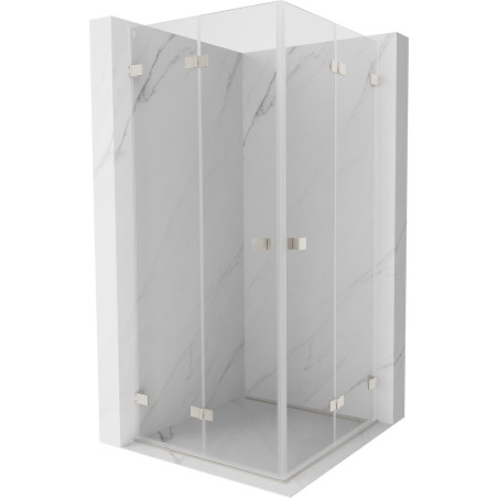 Mexen Lunar-F Duo faltbare Duschkabine 95 x 95 cm, transparent, gebürsteter Nickel - 836-095L-095P-97-00