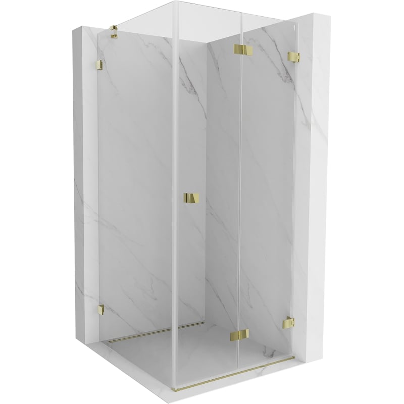 Mexen Lunar-F Duschkabine Faltbar Rechts 80 x 80 cm, Transparent, Gold - 836-080-080-50-00-P