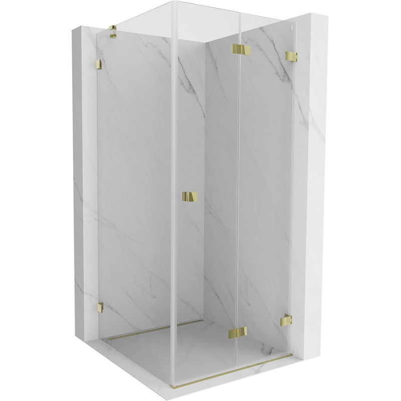 Mexen Lunar-F Duschkabine faltbar rechts 90 x 90 cm, transparent, gold - 836-090-090-50-00-P