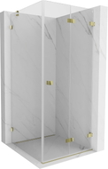 Mexen Lunar-F Duschkabine klappbar rechts 100 x 100 cm, transparent, gold - 836-100-100-50-00-P