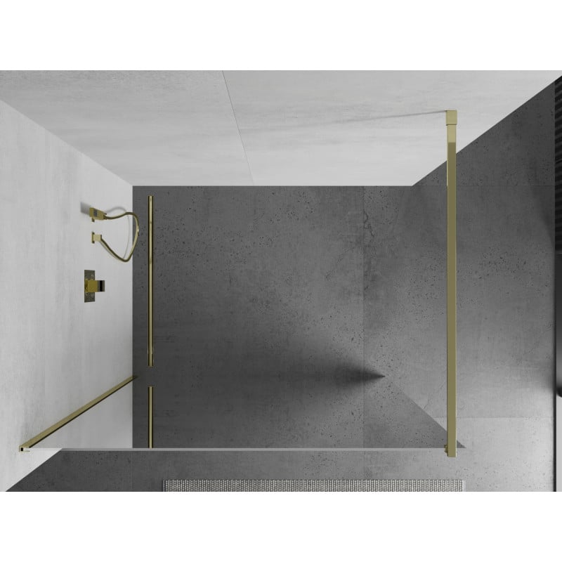 Mexen Kioto Duschwand Walk-in 100 x 200 cm, Spiegel 8 mm, Gold - 800-100-101-50-50