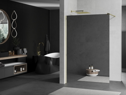 Mexen Kioto Duschwand Walk-in 110 x 200 cm, Spiegel 8 mm, Gold - 800-110-101-50-50