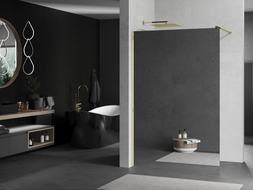 Mexen Kioto Duschwand Walk-in 120 x 200 cm, Spiegel 8 mm, gold - 800-120-101-50-50
