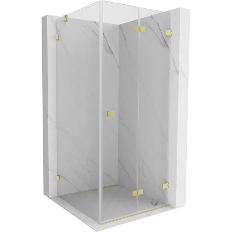 Mexen Lunar-F Faltbare Duschkabine rechts 80 x 80 cm, transparent, gebürstetes Gold - 836-080-080-55-00-P