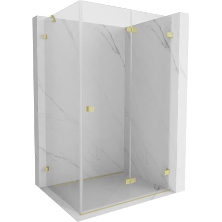 Mexen Lunar-F faltbare Duschkabine rechts 100 x 80 cm, transparent, gebürstetes Gold - 836-100-080-55-00-P
